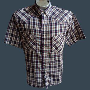 Vintage Western Shirt Small 1980s Cowboy Mens Small Indy Snapper SS Plaid